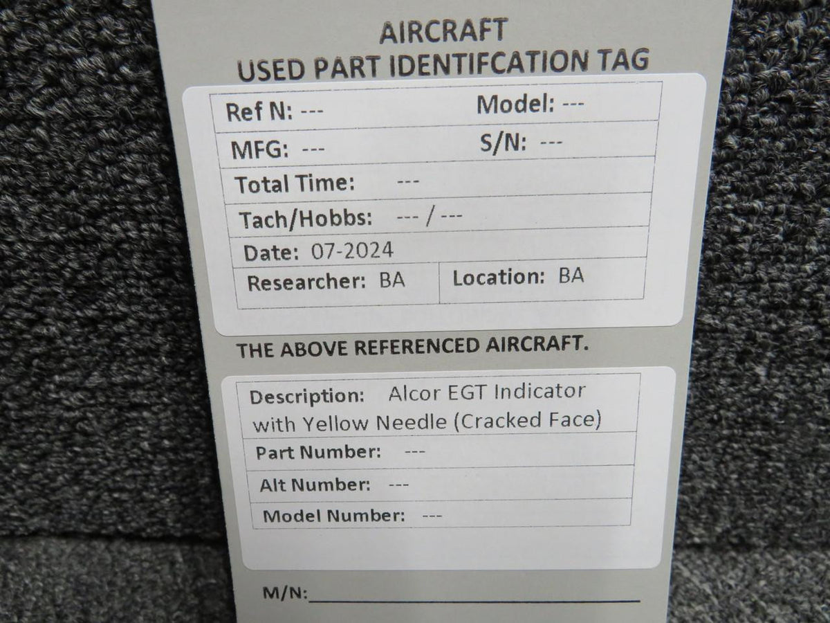Alcor EGT Indicator with Yellow Needle (Cracked Face)