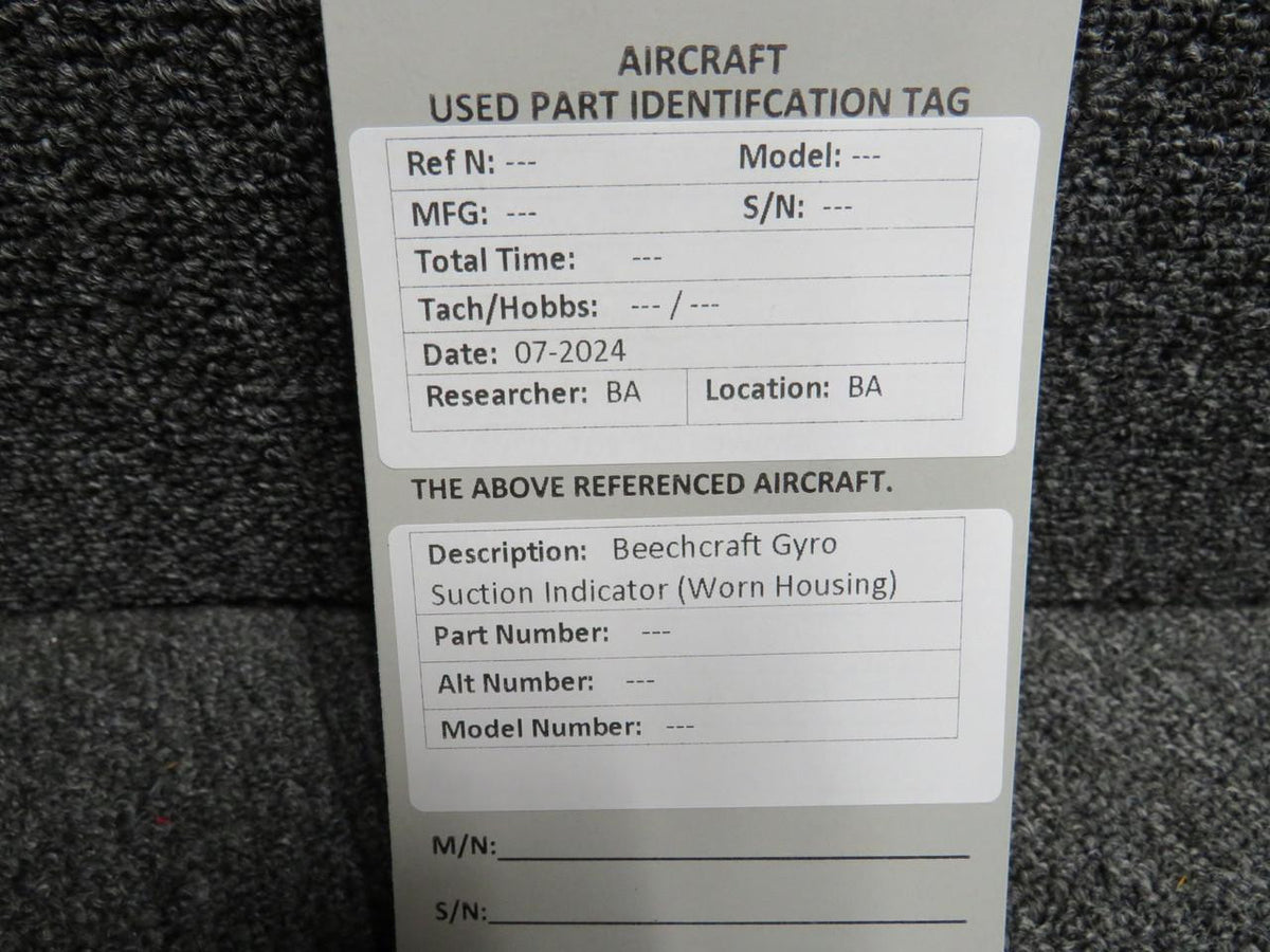 Beechcraft Parts Beechcraft Gyro Suction Indicator (Worn Housing)