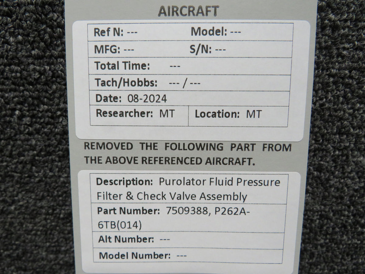 Purolator 7509388 Purolator Fluid Pressure Filter