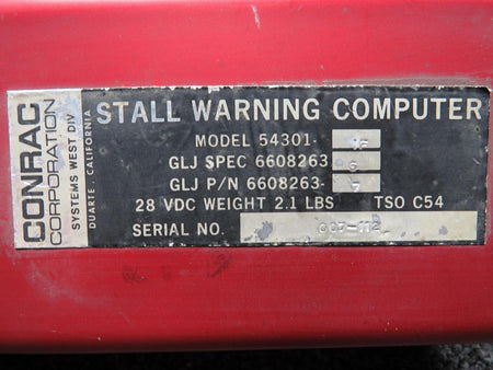 Conrac 6608263-7 Conrac 54301-F Stall Warning Computer (28V)