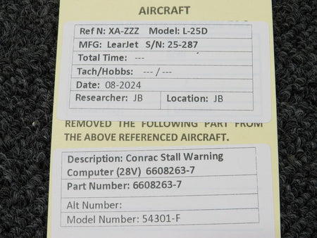 Conrac 6608263-7 Conrac 54301-F Stall Warning Computer (28V)