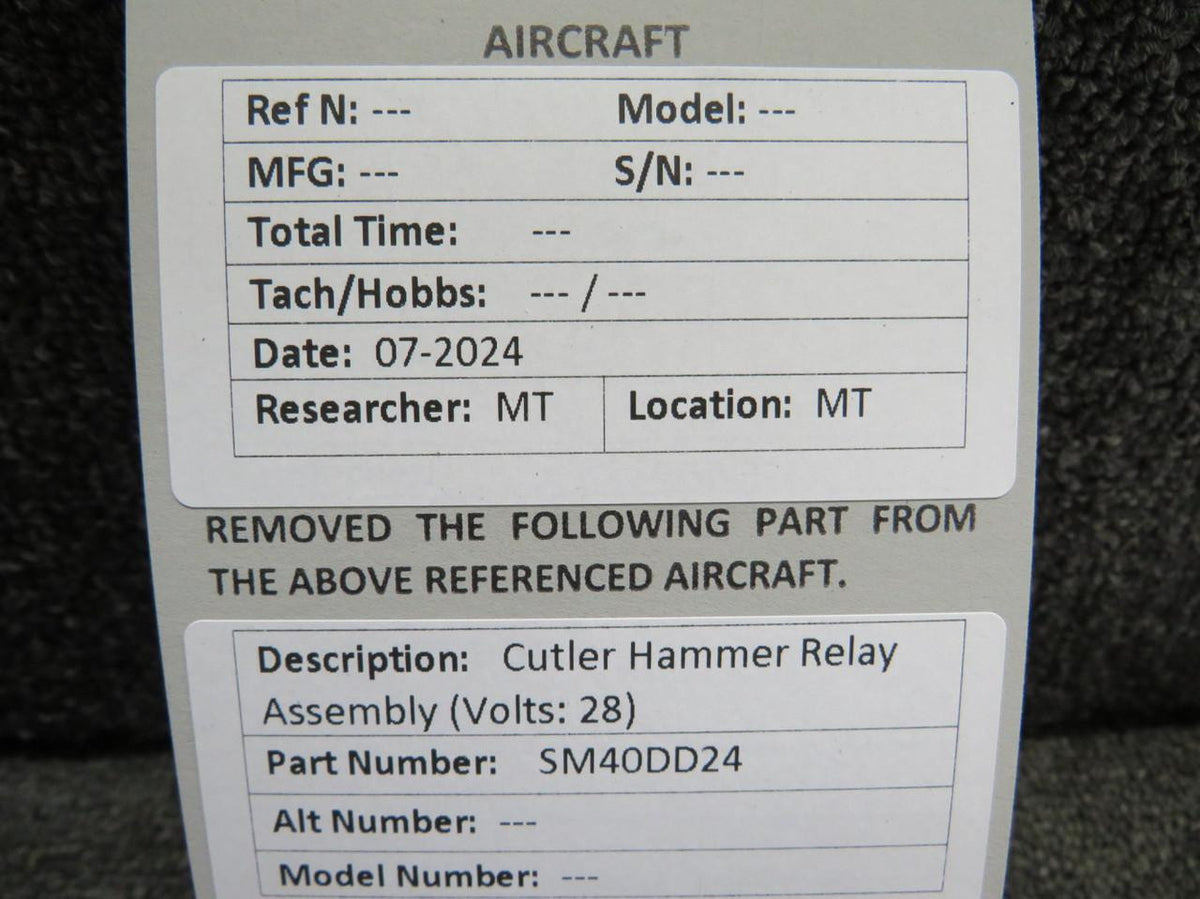 Cutler-Hammer SM40DD24 Cutler Hammer Relay Assembly (Volts: 28)