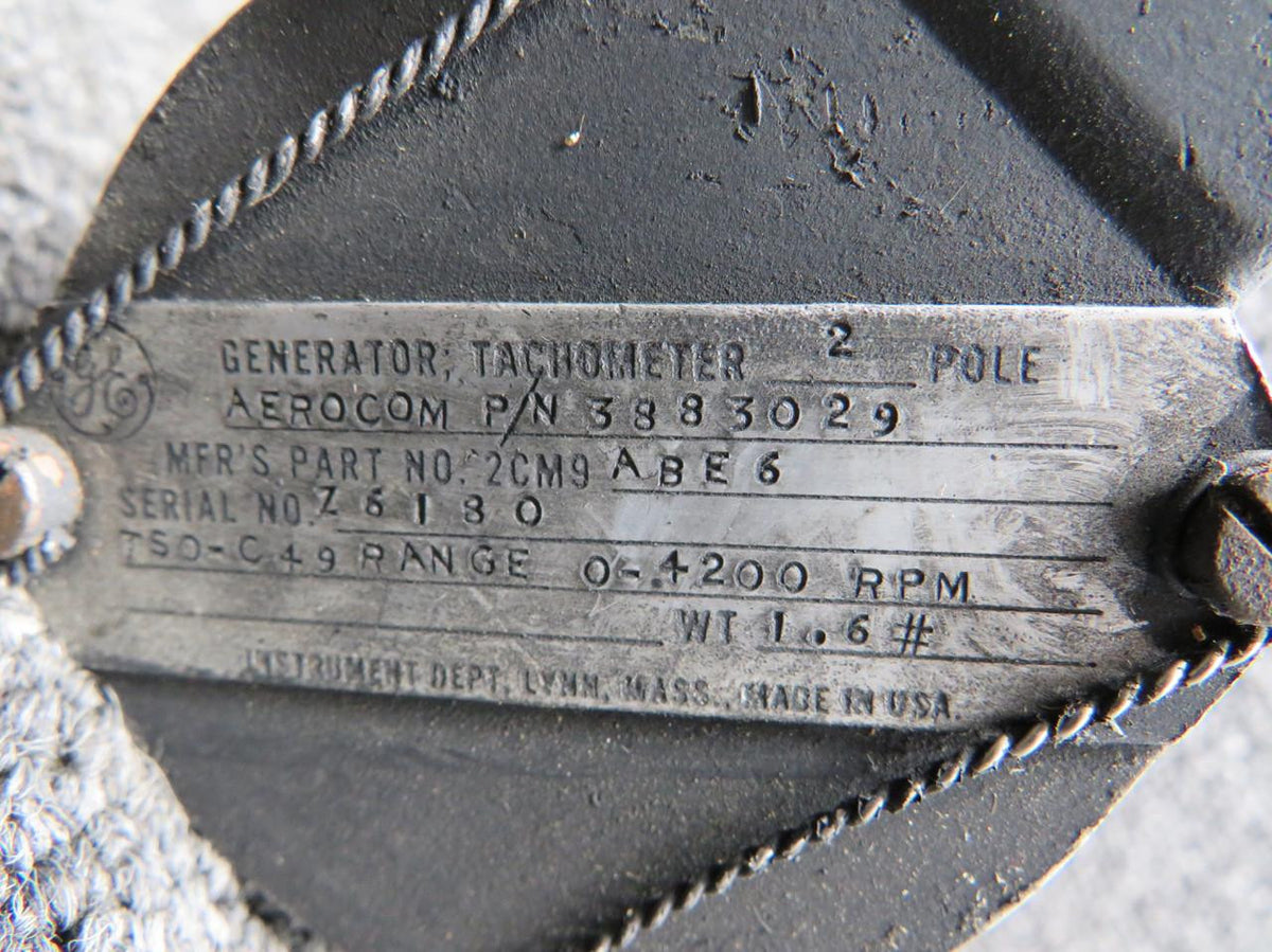 General Electric 2CM9ABE6 (Alt: 3883029) General Electric RH 2 Pole Tachometer Generator