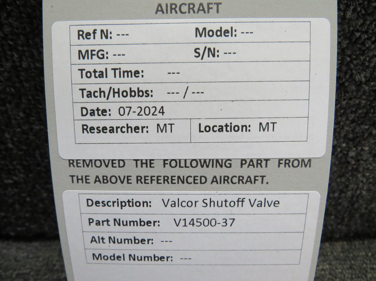 Valcor V14500-37 Valcor Shutoff Valve