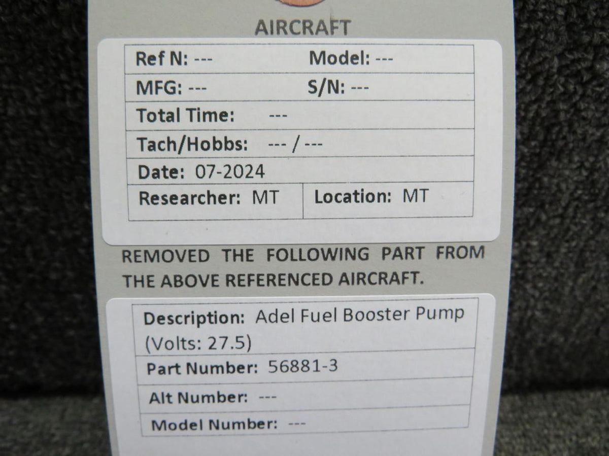 Adel 56881-3 Adel Fuel Booster Pump (Volts: 27.5)
