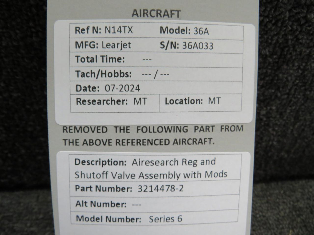 Airesearch 3214478-2 Airesearch Series 6 Regulator and Shutoff Valve Assy with Mods