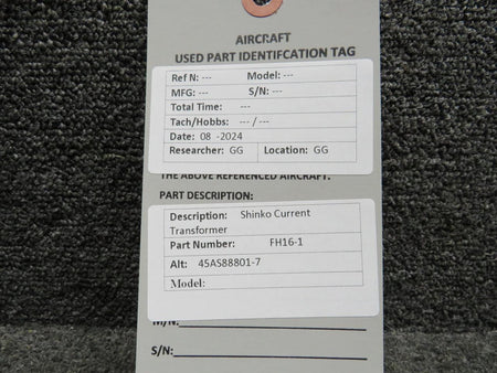 Shinko FH16-1 (Alt: 45AS88801-7) Shinko Current Transformer