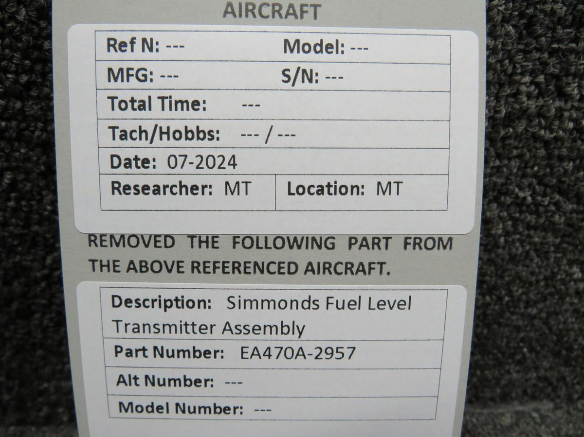 Simmonds Precision EA470A-2957 Simmonds Fuel Level Transmitter Assembly