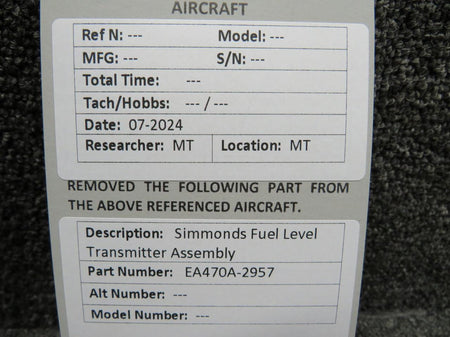 Simmonds Precision EA470A-2957 Simmonds Fuel Level Transmitter Assembly