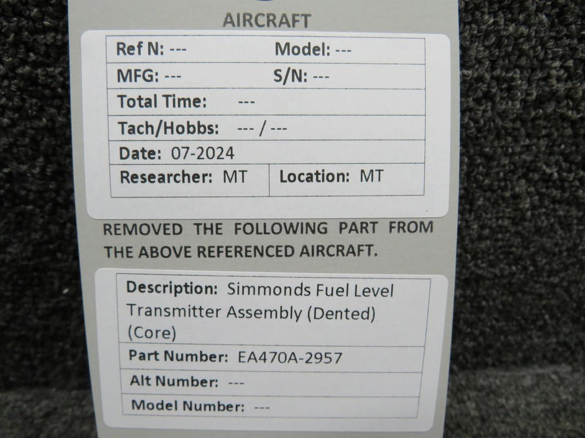 Simmonds Precision EA470A-2957 Simmonds Fuel Level Transmitter Assembly (Dented) (Core)
