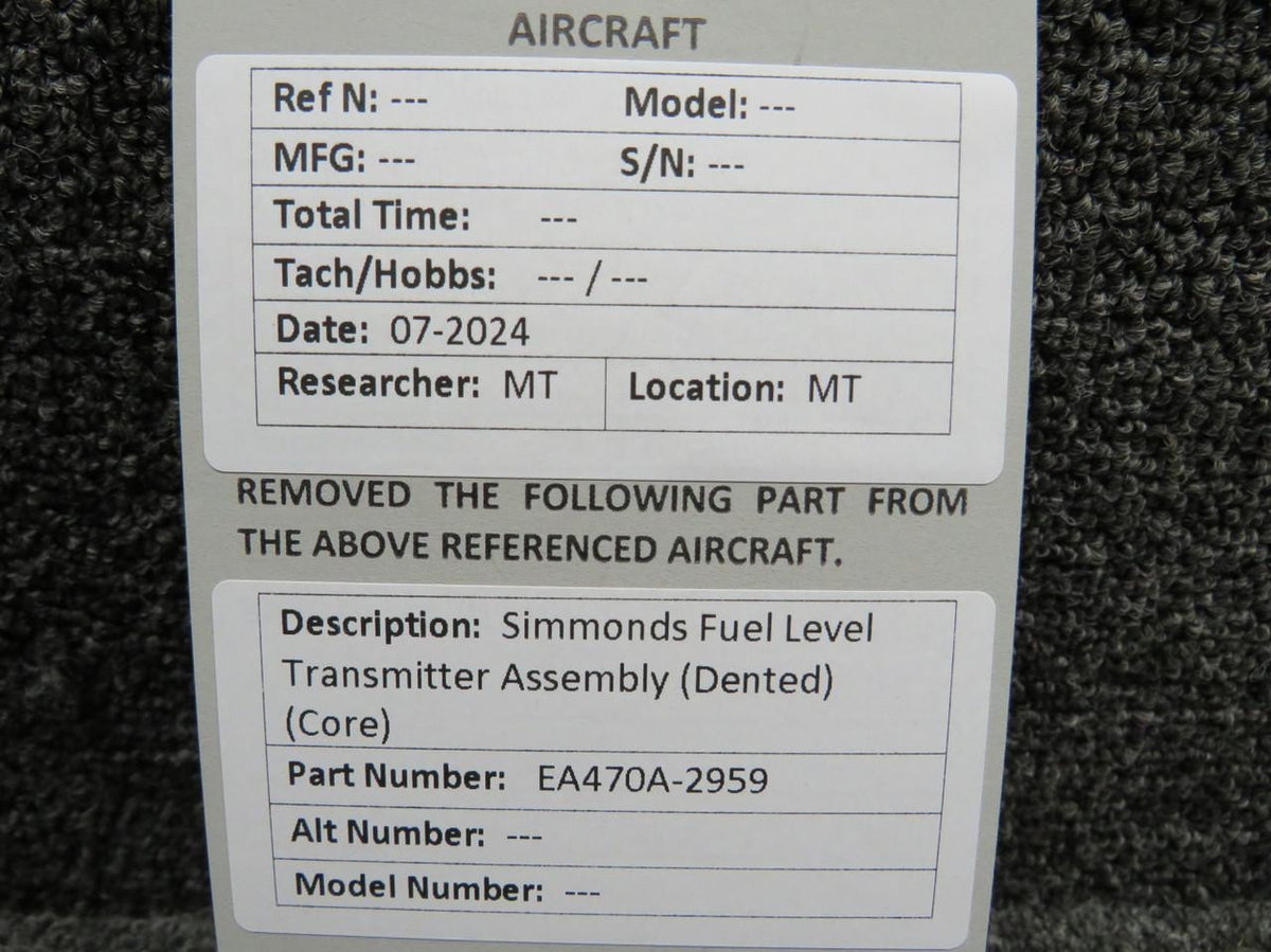 Simmonds Precision EA470A-2959 Simmonds Fuel Level Transmitter Assembly (Dented) (Core)