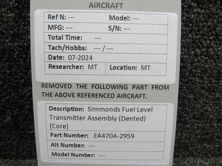 Simmonds Precision EA470A-2959 Simmonds Fuel Level Transmitter Assembly (Dented) (Core)