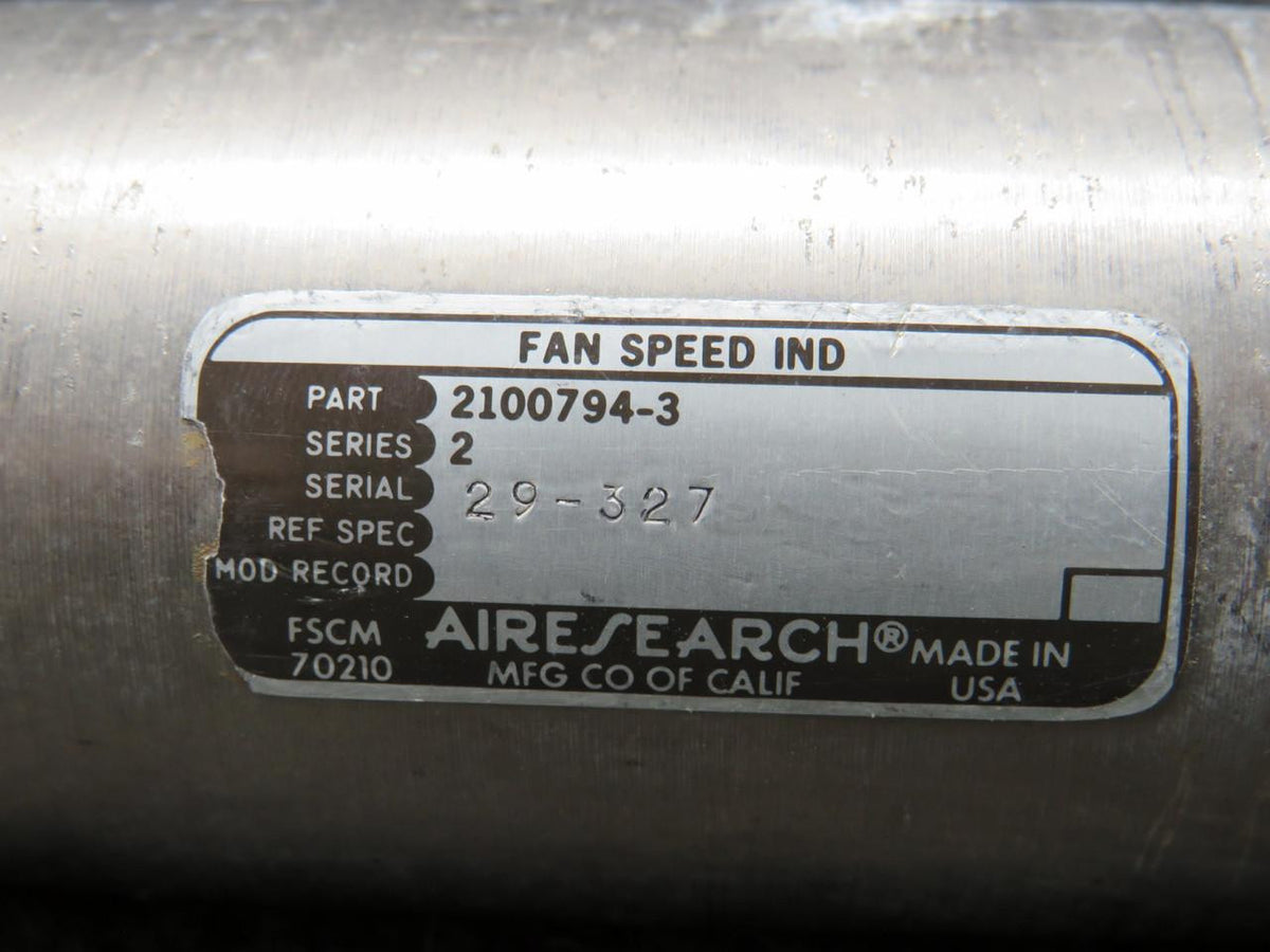 Airesearch 2100794-3 Airesearch Series 2 Fan Speed Indicator (Grey Face)