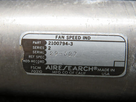 Airesearch 2100794-3 Airesearch Series 2 Fan Speed Indicator (Grey Face)