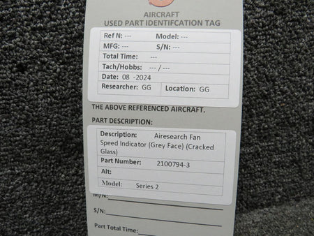 Airesearch 2100794-3 Airesearch Series 2 Fan Speed Indicator (Grey Face) (Cracked Glass)