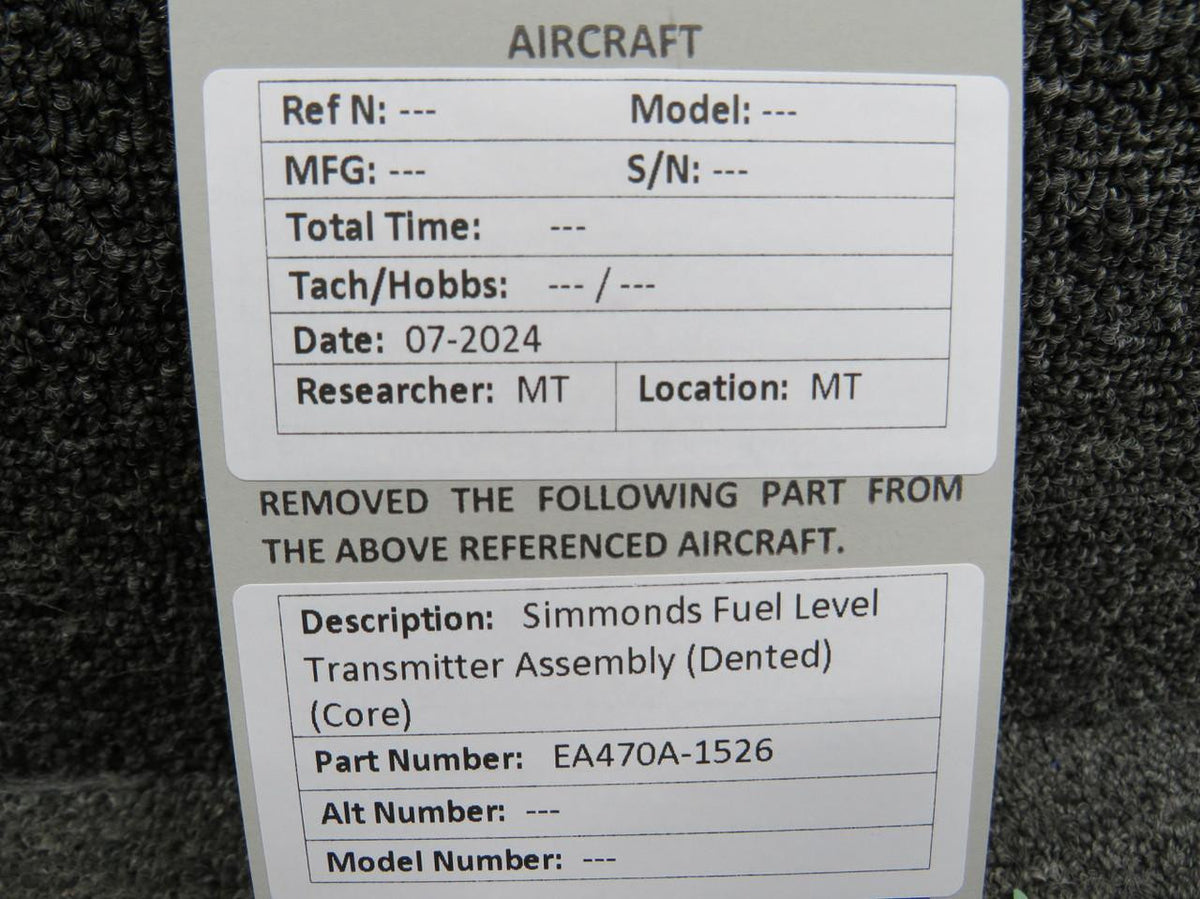Simmonds Precision EA470A-1526 Simmonds Fuel Level Transmitter Assembly (Dented) (Core)