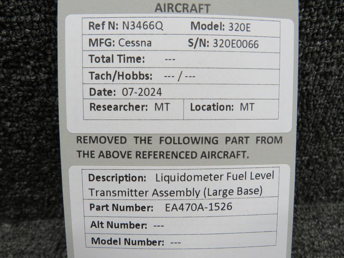 Liquidometer EA470A-1526 Liquidometer Fuel Level Transmitter Assembly (Large Base)