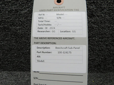Beechcraft Parts 100-324175 Beechcraft Sub-Panel