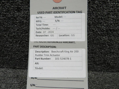 Beechcraft Parts 101-524078-1 Beechcraft King Air 200 Rudder Trim Actuator