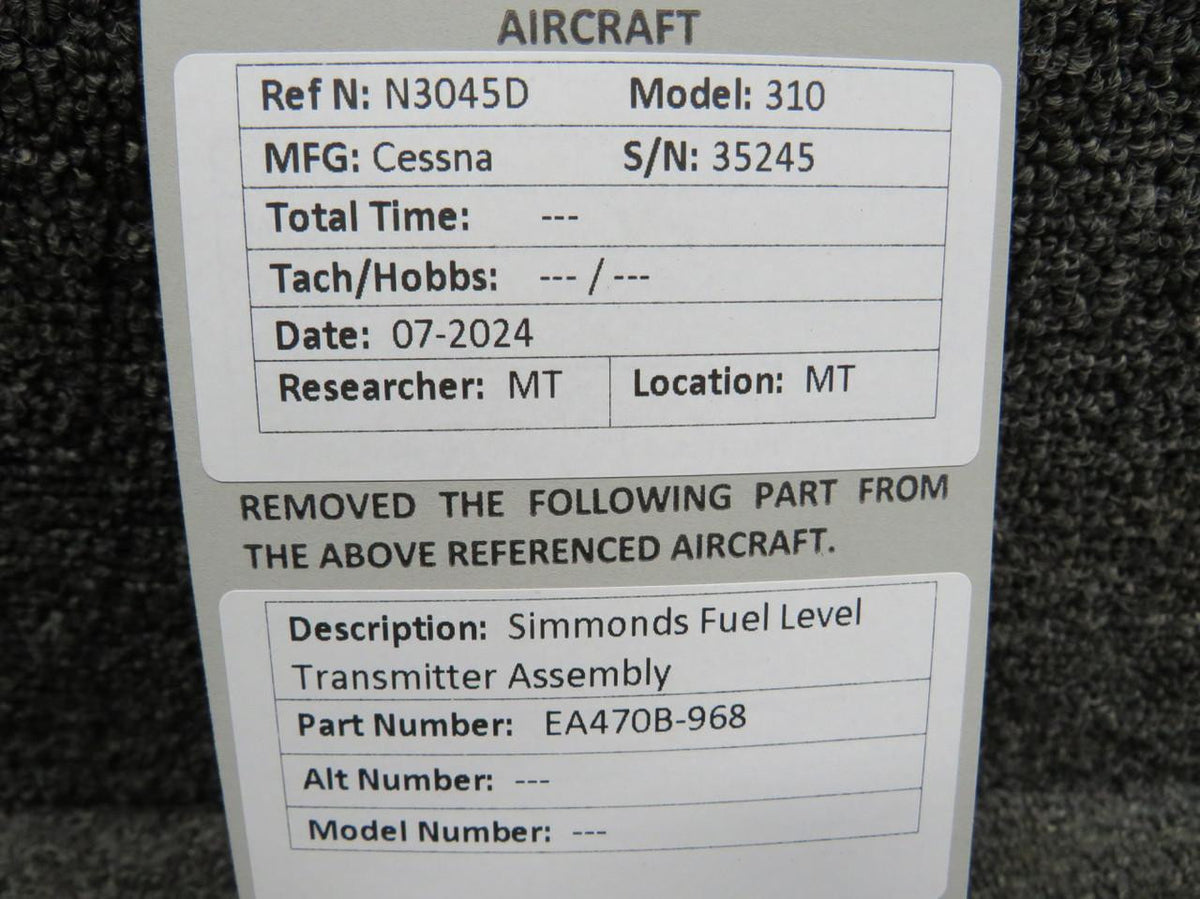 Simmonds Precision EA470B-968 Simmonds Fuel Level Transmitter Assembly