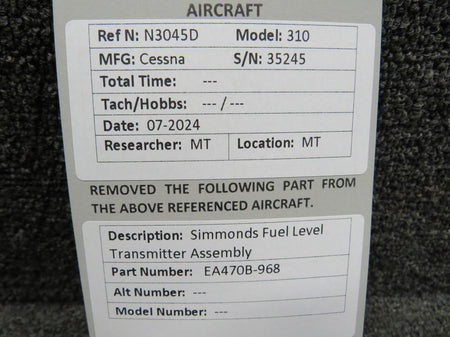 Simmonds Precision EA470B-968 Simmonds Fuel Level Transmitter Assembly