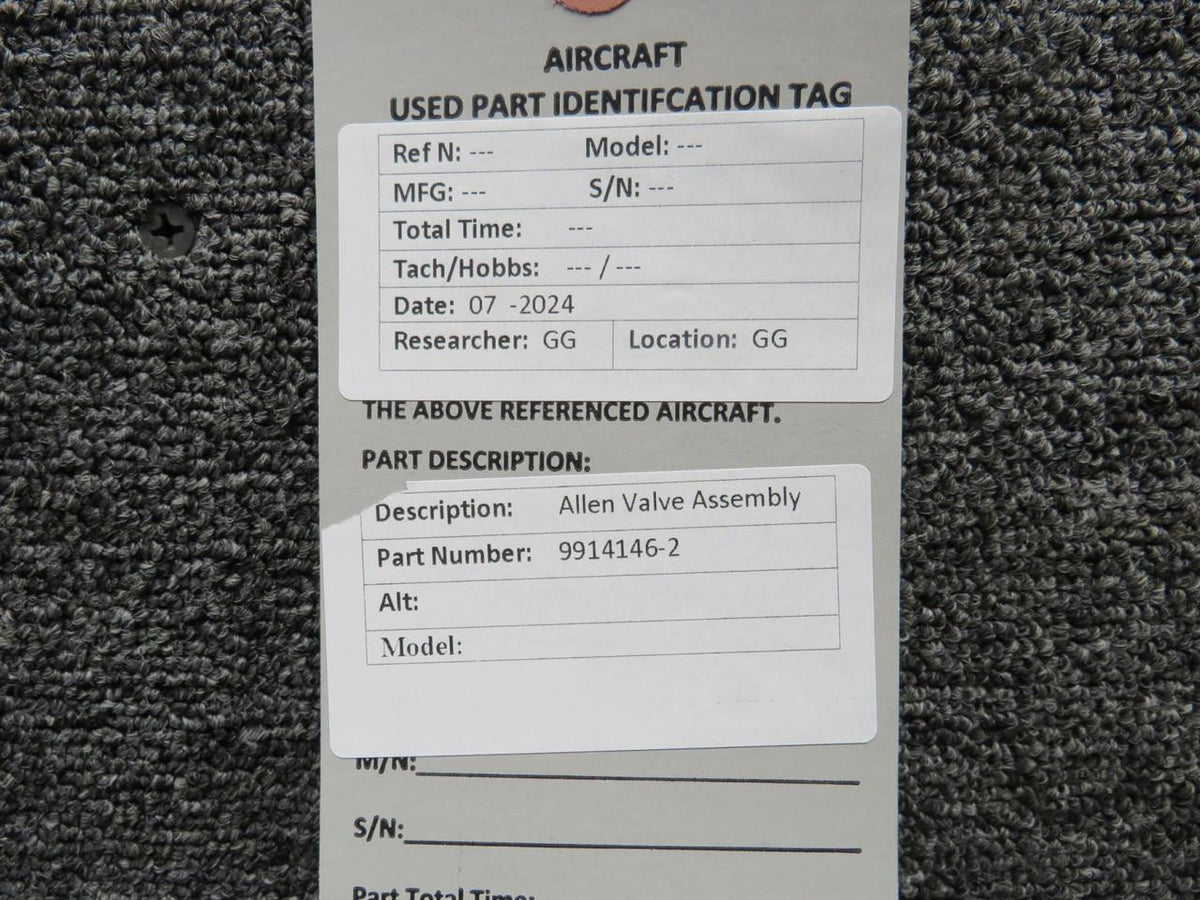 Allen Aircraft Products 9914146-2 Allen Valve Assembly