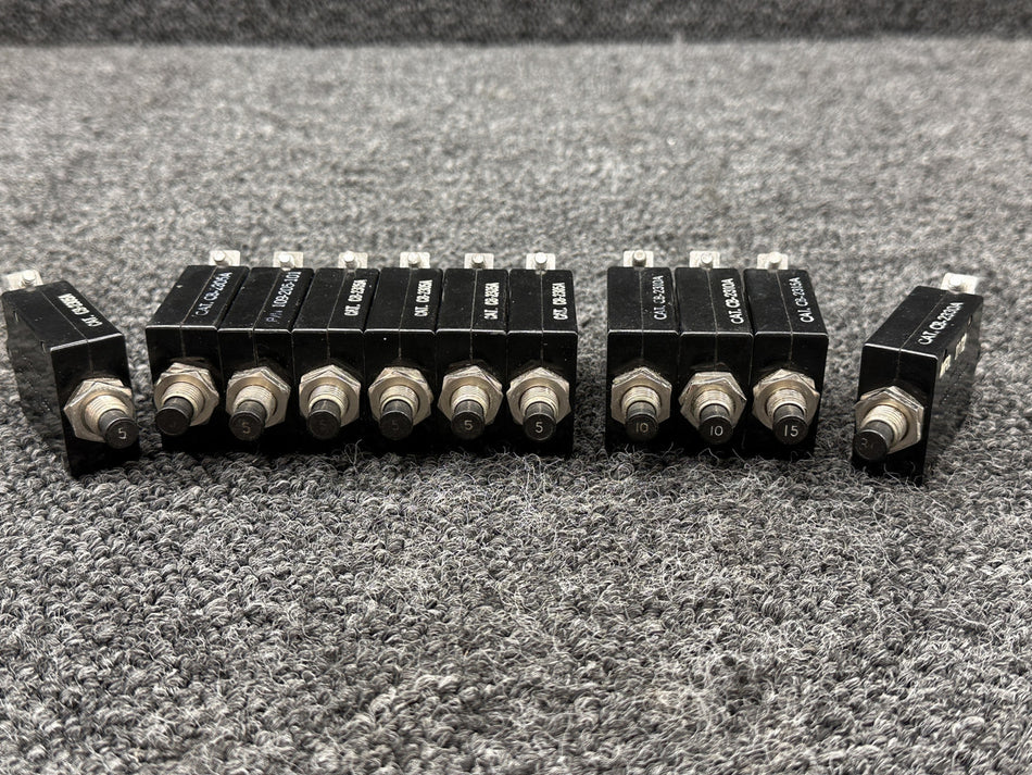 CB-2305A, CB-2310A, CB-2315A Wood Electric Push Circuit Breakers (Set of 11)