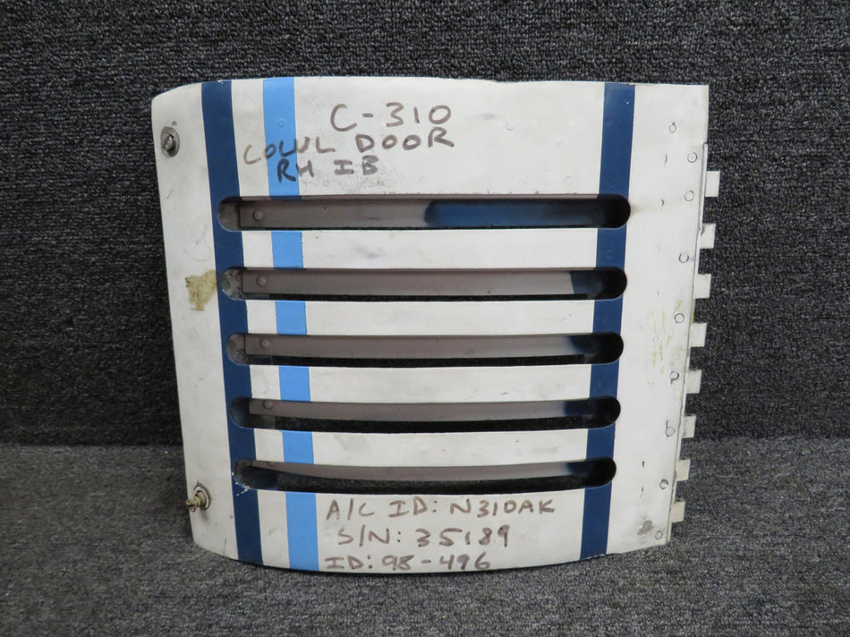 0895000-9 Cessna 310 Louvered Engine Cowl Door AFT Assembly LH (White & Blue)