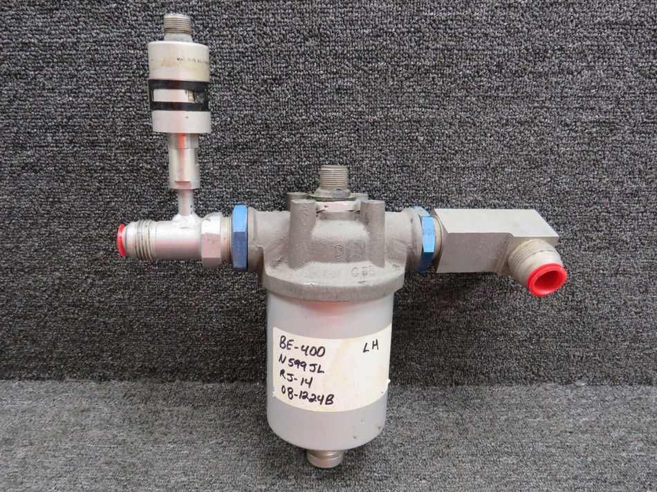 45AS48014-1, 6607A1-152 Beech 400 Pressure Switch & Fuel Filter Assembly LH (Switch No Good)