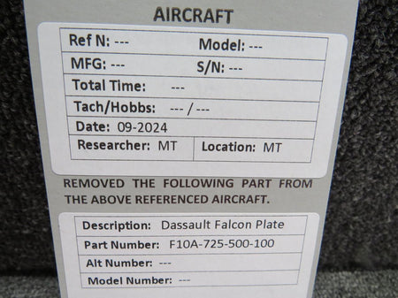 Dassault Falcon F10A-725-500-100 Dassault Falcon Plate
