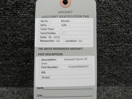 Dassault Falcon F10A299000070 Dassault Falcon 10 Vent