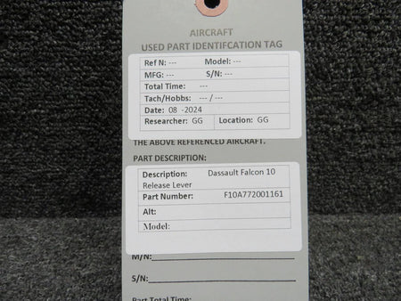 Dassault F10A772001161 Dassault Falcon 10 Release Lever