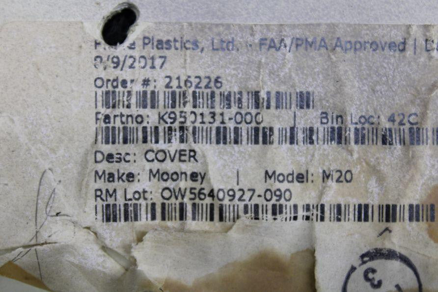Plane Plastics K950131-000 Mooney M20F Plane Plastics Emergency Hand Crank Box Cover