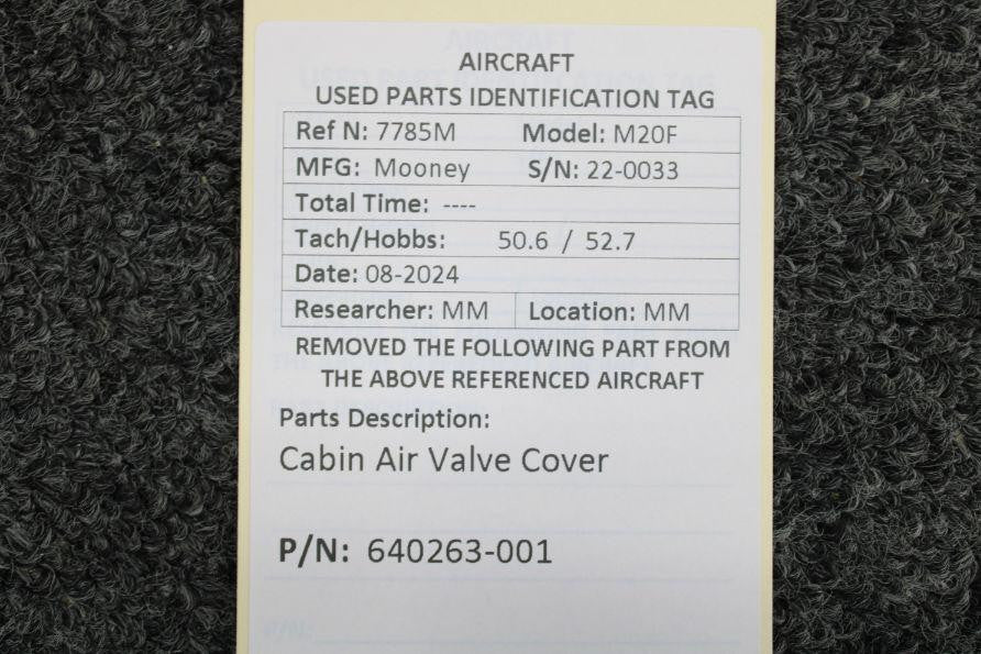 Mooney Aircraft Parts & Accessories 640263-001 Mooney M20F Cabin Air Valve Cover
