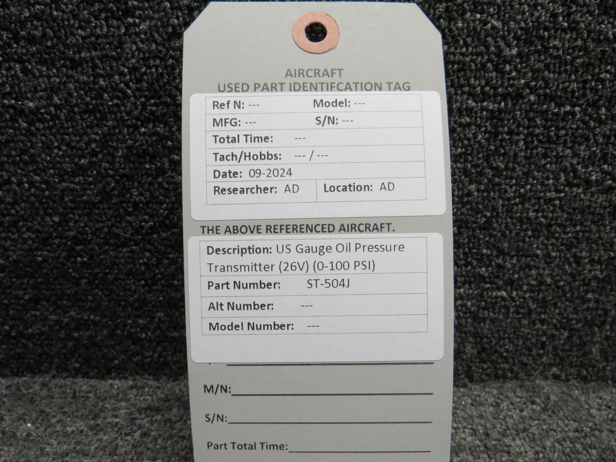 US Gauge ST-504J US Gauge Oil Pressure Transmitter (26V) (0-100 PSI)