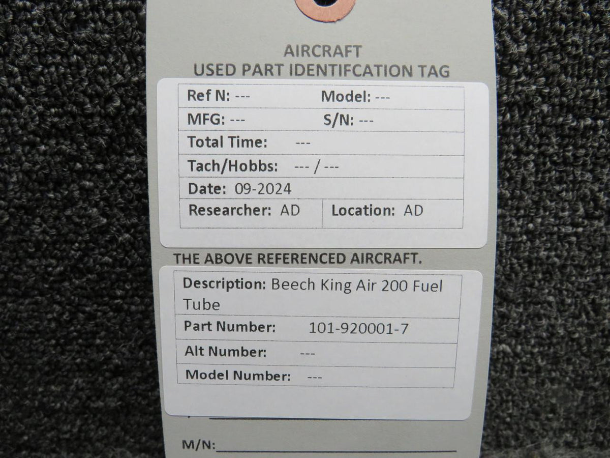 Beechcraft Parts 101-920001-7 Beechcraft King Air 200 Fuel Tube