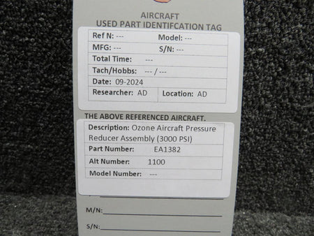 Ozone EA1382 (Alt: 1100) Ozone Aircraft Pressure Reducer Assembly (3000 PSI)