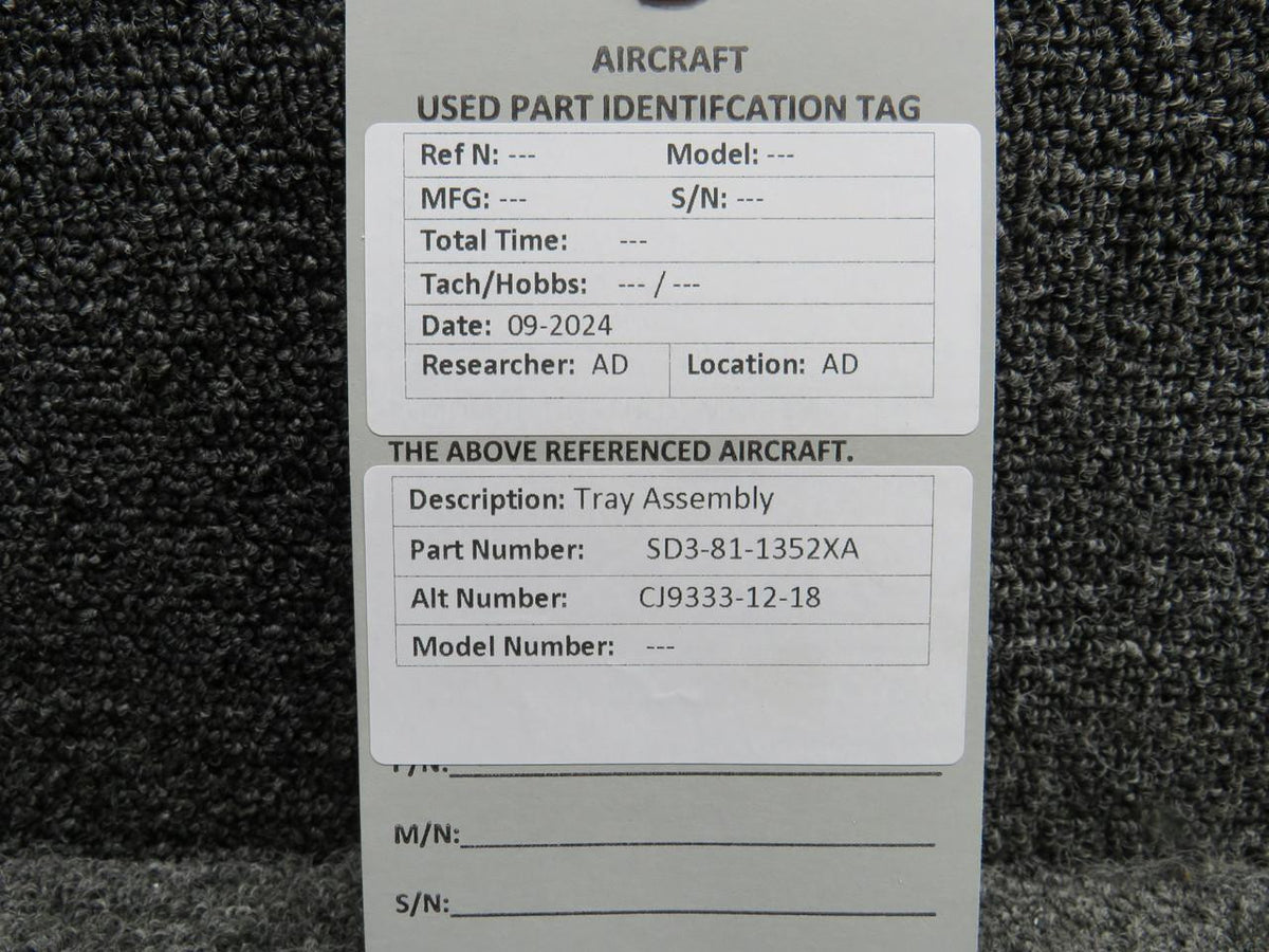 Does Not Apply SD3-81-1352XA (Alt: CJ9333-12-18) Tray Assembly