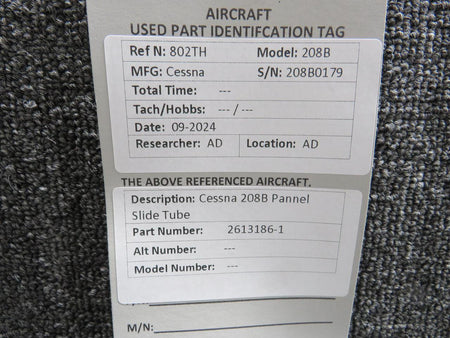 Cessna Aircraft Parts 2613186-1 Cessna 208B Panel Slide Tube