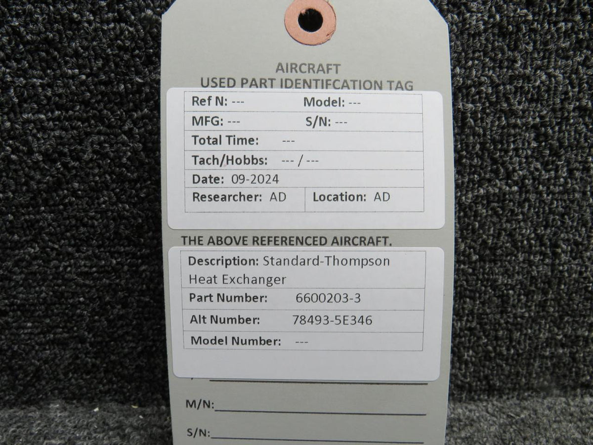 Standard-Thompson 6600203-3 (Alt: 78493-5E346) Standard-Thompson Heat Exchanger