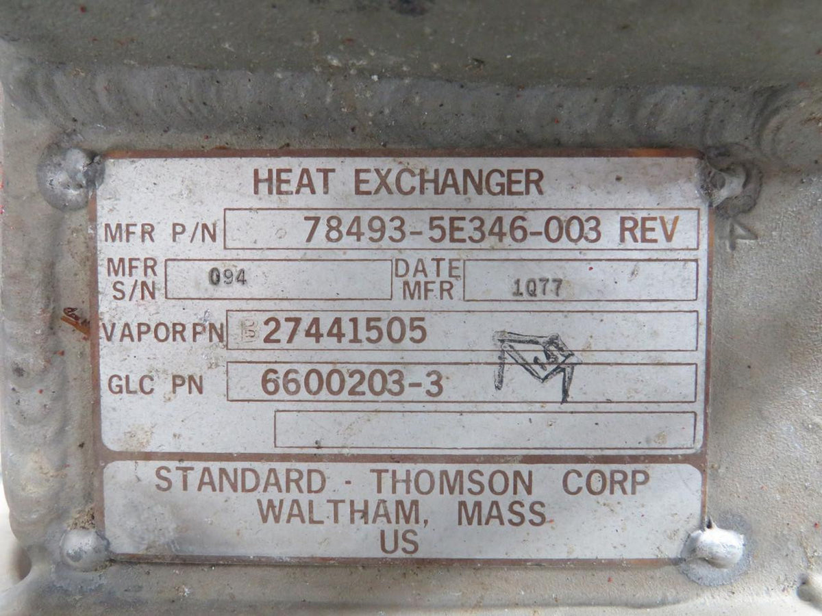 Standard-Thompson 6600203-3 (Alt: 78493-5E346) Standard-Thompson Heat Exchanger