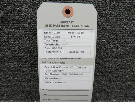 Dassault F10A-230-107-003 Dassault FA-10 LH Door Panel Assembly