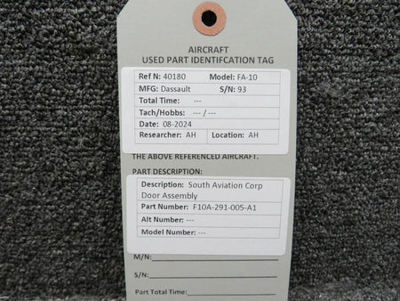 South Aviation Corp F10A-291-005-A1 Dassault Falcon FA-10 South Aviation Corp Door Assembly