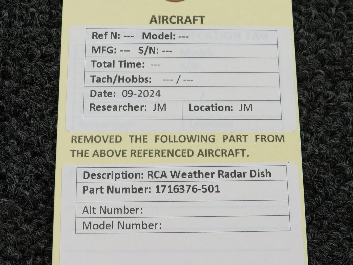 RCA 1716376-501 RCA Weather Radar Dish
