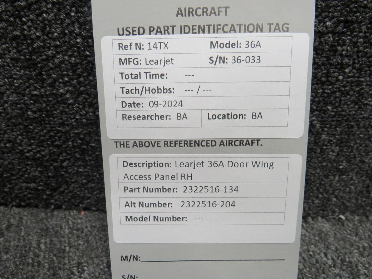 Learjet 2322516-134 (WEU: 2322516-204) Learjet 36A Door Wing Access Panel RH
