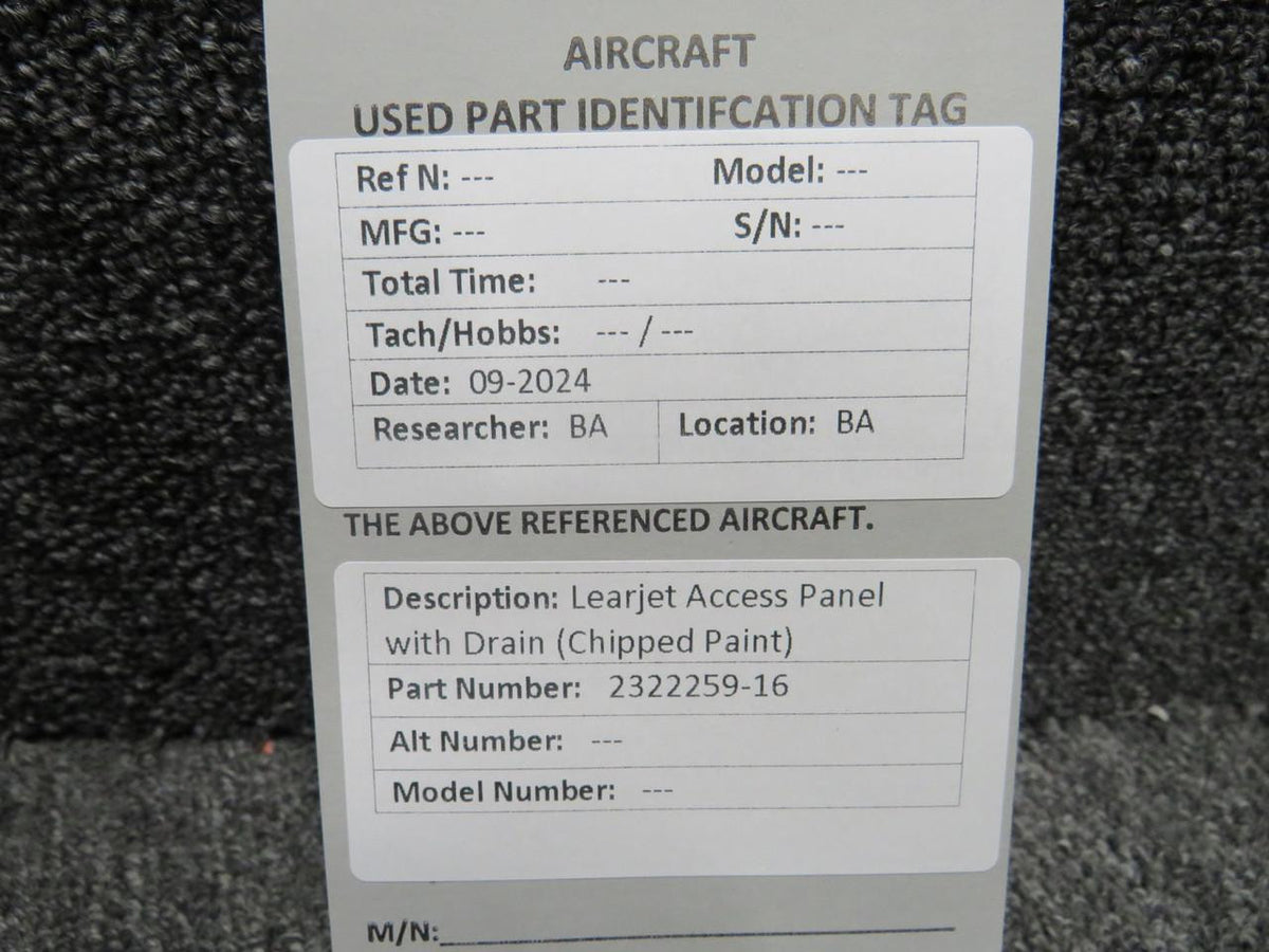 Learjet 2322259-16 Learjet Access Panel with Drain (Chipped Paint)