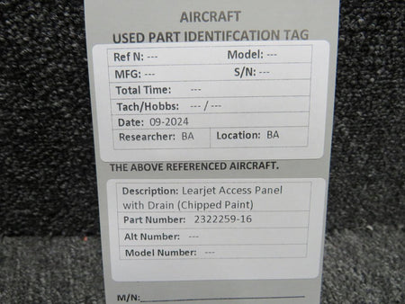 Learjet 2322259-16 Learjet Access Panel with Drain (Chipped Paint)