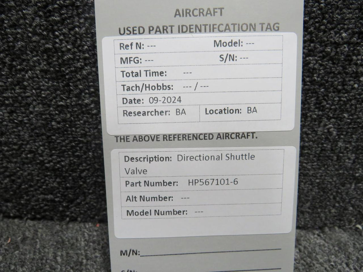 Does Not Apply HP567101-6 Directional Shuttle Valve