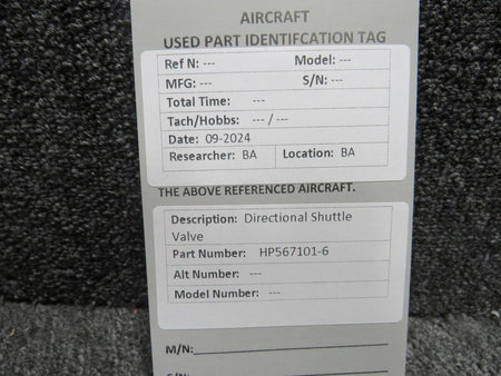 Does Not Apply HP567101-6 Directional Shuttle Valve