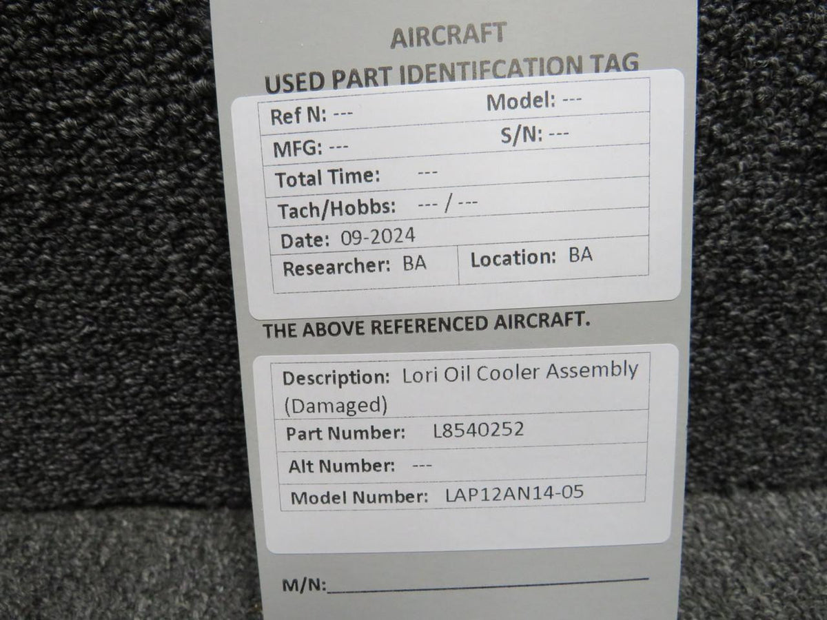 Lori L8540252 Lori LAP12AN14-05 Oil Cooler Assembly (Damaged)